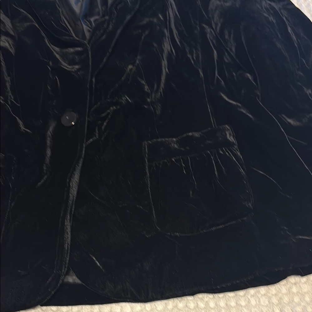 Chic Black Velvet Blazer - Picture 2 of 6